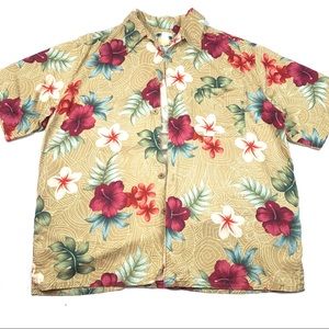 Hawaiian Cruise Mens 100% Silk Button Up Short Sleeve Shirt by Banana Cabana, L